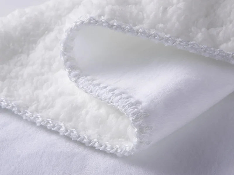 Sherpa Lined Sublimation Minky Blanket(Full White, 152*203cm/60inchx 80inch)
