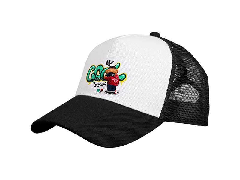 Sublimation Polyester Mesh Trucker Cap Hat (Black)