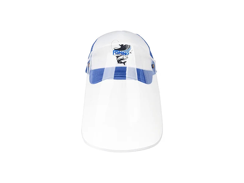 Sublimation Adult Mesh Cap w/ Removable Face Shield (Blue)