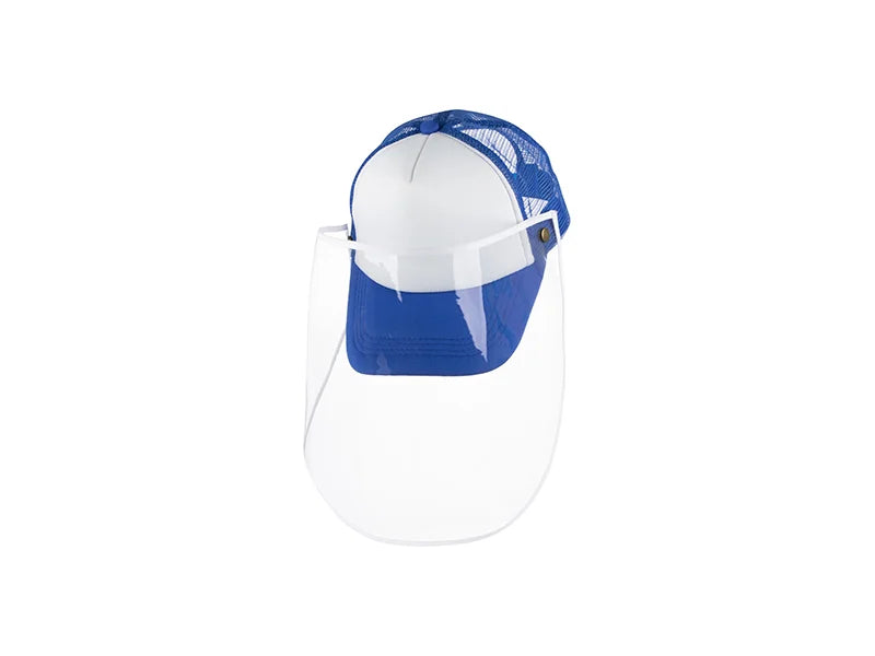 Sublimation Adult Mesh Cap w/ Removable Face Shield (Blue)