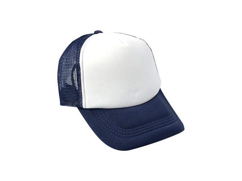 Sublimation Adult Trucker Cap(Navy Blue w/ White Panel)