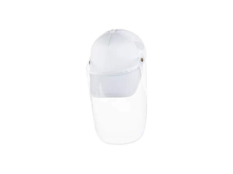 Sublimation Adult Mesh Cap w/ Removable Face Shield (White)