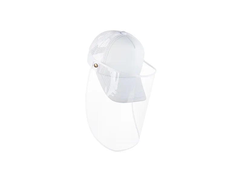 Sublimation Adult Mesh Cap w/ Removable Face Shield (White)