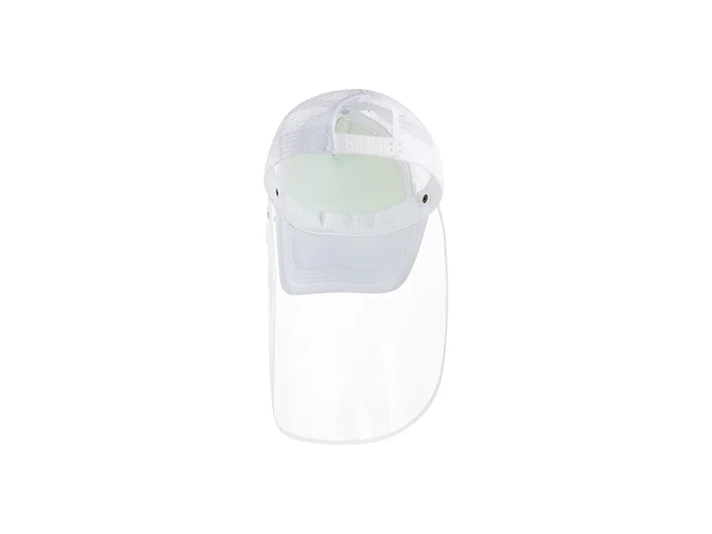 Sublimation Adult Mesh Cap w/ Removable Face Shield (White)