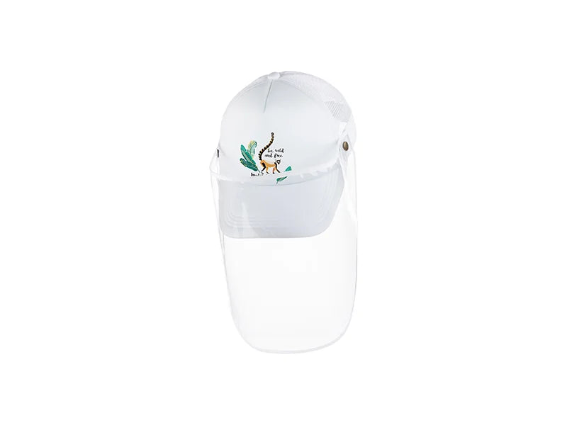 Sublimation Adult Mesh Cap w/ Removable Face Shield (White)