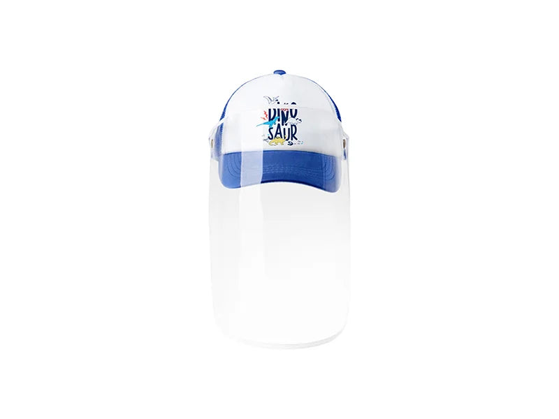 Sublimation Kids Mesh Cap w/ Removable Face Shield (Blue)