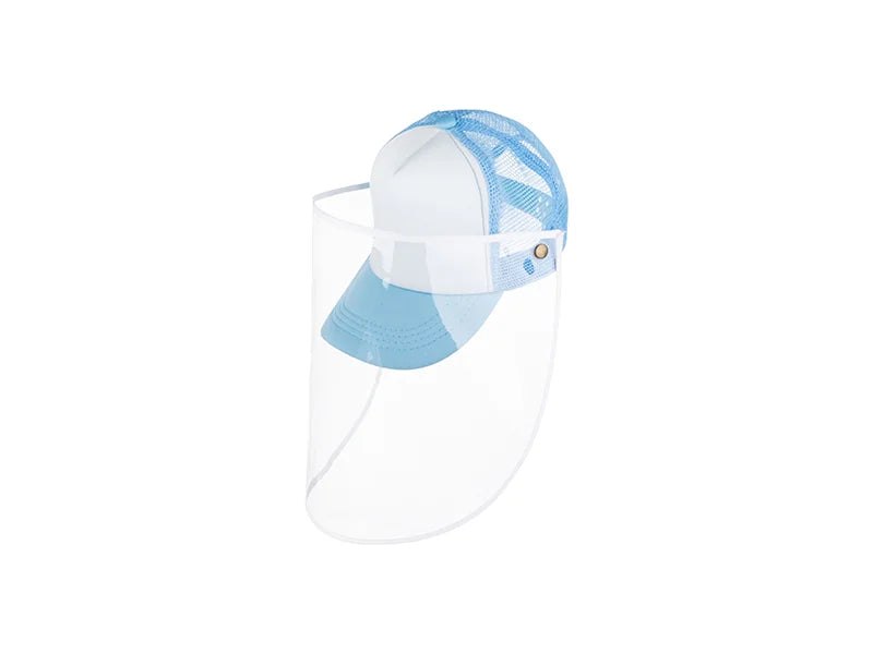 Sublimation Kids Mesh Cap w/ Removable Face Shield (Light Blue)