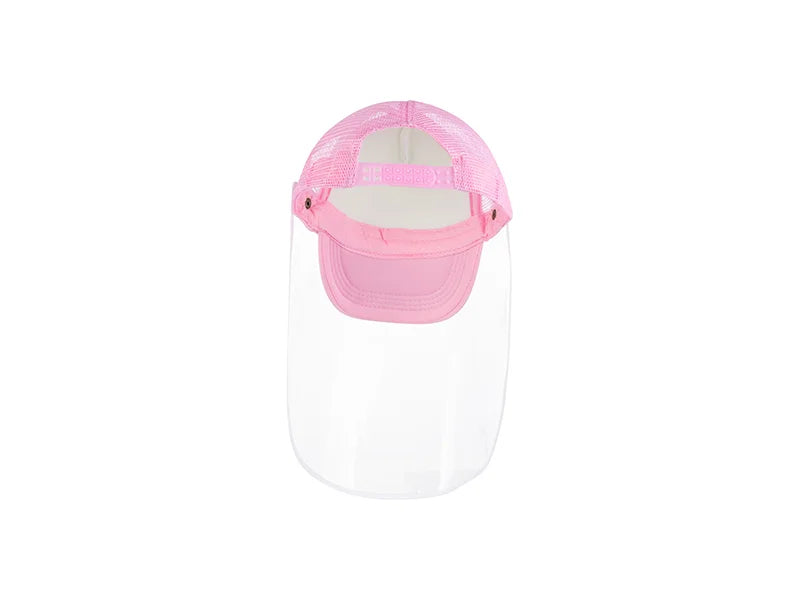Sublimation Kids Mesh Cap w/ Removable Face Shield (Pink)