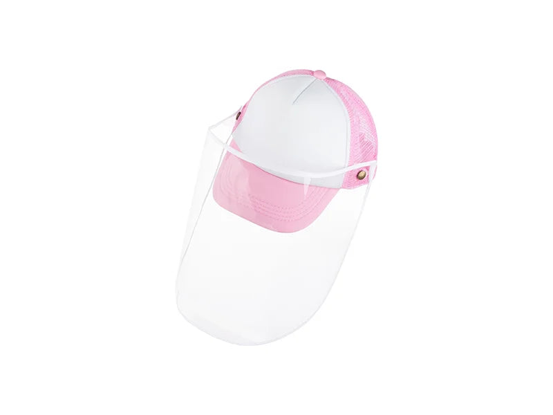 Sublimation Kids Mesh Cap w/ Removable Face Shield (Pink)
