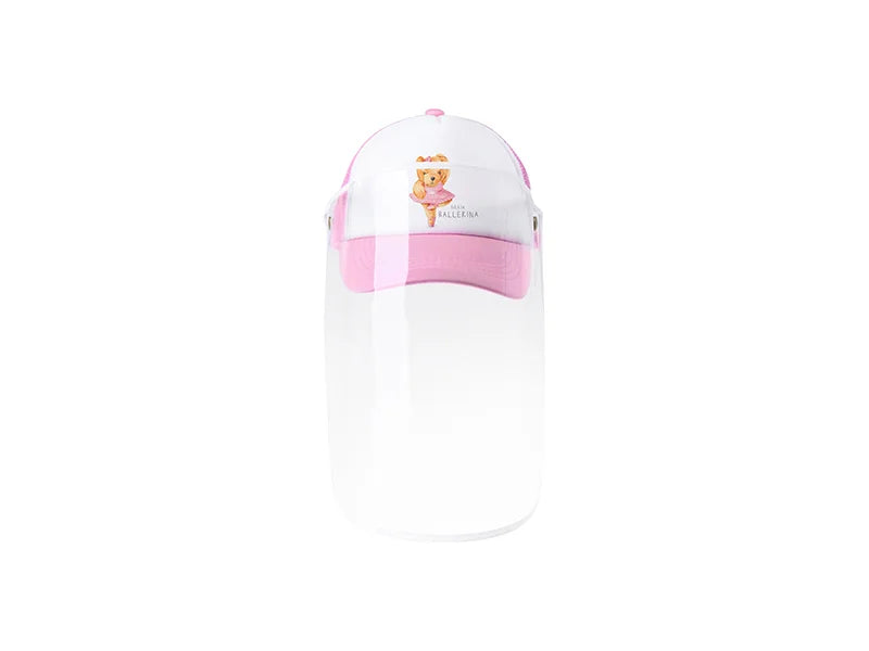 Sublimation Kids Mesh Cap w/ Removable Face Shield (Pink)