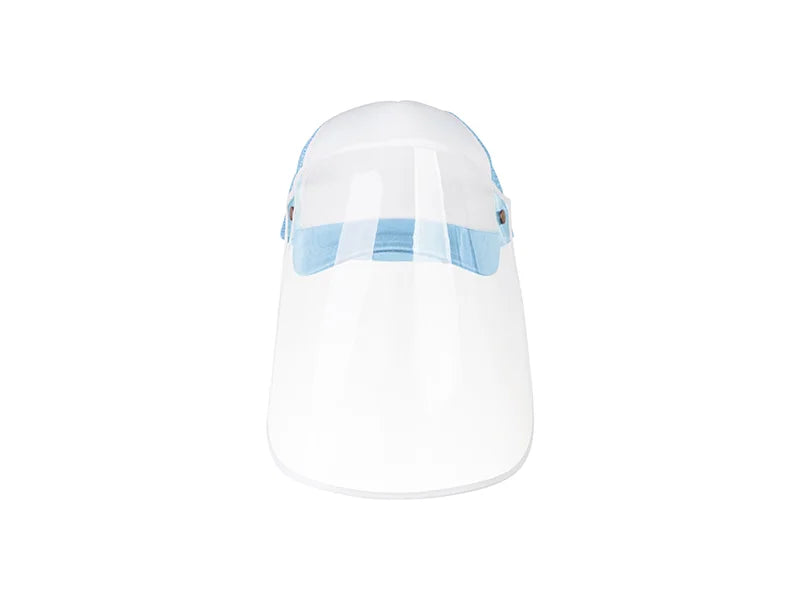 Sublimation Adult Mesh Cap w/ Removable Face Shield (Light Blue)