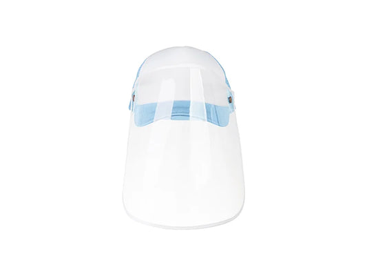 Sublimation Adult Mesh Cap w/ Removable Face Shield (Light Blue)