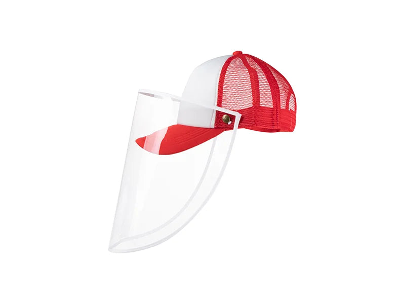 Sublimation Adult Mesh Cap w/ Removable Face Shield (Red)