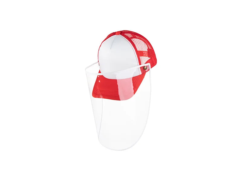Sublimation Adult Mesh Cap w/ Removable Face Shield (Red)