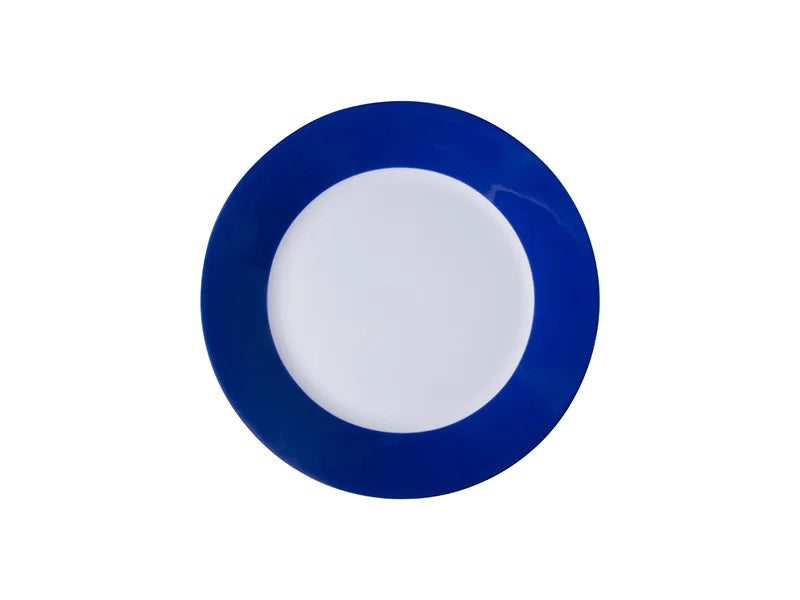 Sublimation 8inch Plate w/ Blue Edge