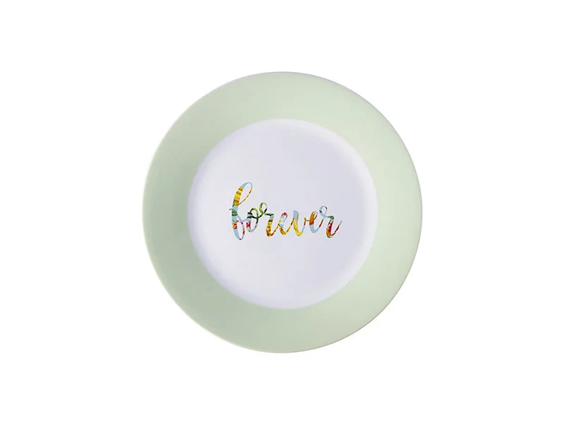 Sublimation 8inch Plate w/ Light Green Rim