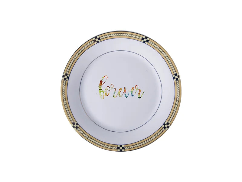 Sublimation 8inch Rim Plate w/ Golden Pattern