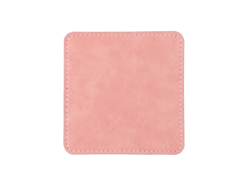 Sublimation PU Leather Square Mug Coaster (Pink, 10*10cm)