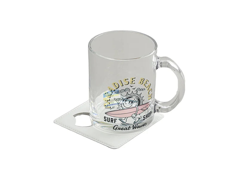 Sublimation PU Bottle Opener Square Coaster (9.8*9.8cm,double-sided printing)