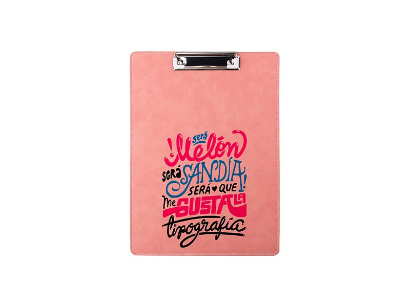 Sublimation PU Leather Clipboard with Metal Clip (Pink, A4 size)
