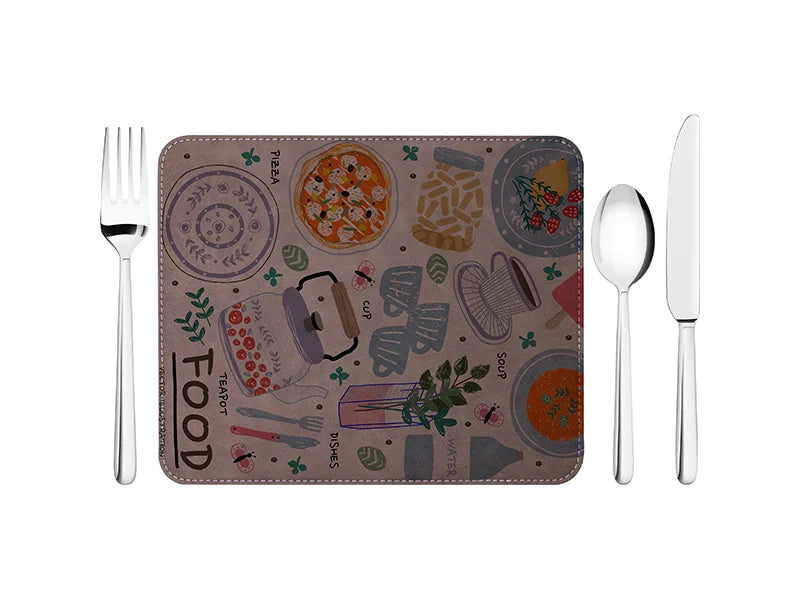 Sublimation 19*23cm PU Leather Placemat (Dark Grey)