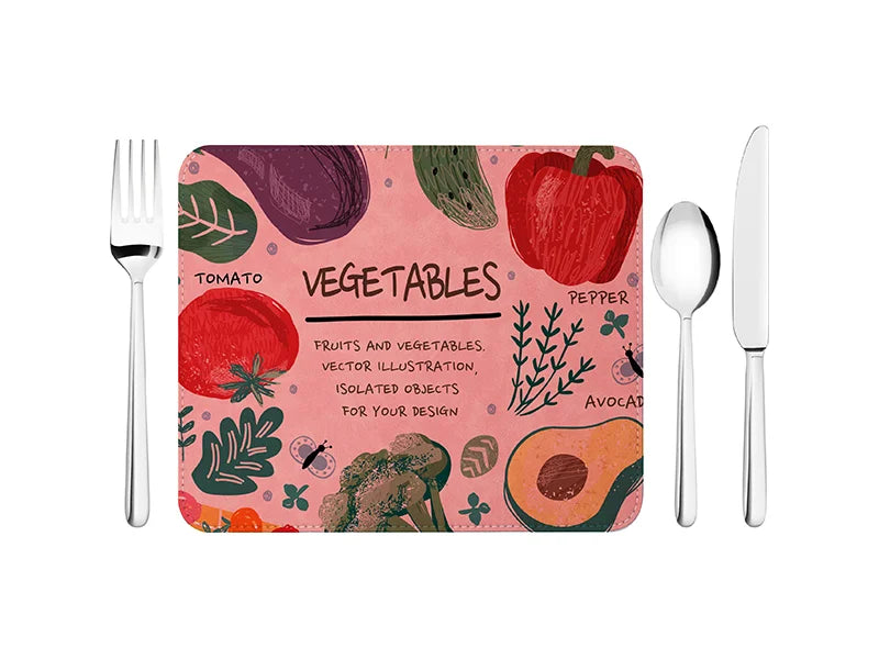 Sublimation 19*23cm PU Leather Placemat (Pink)