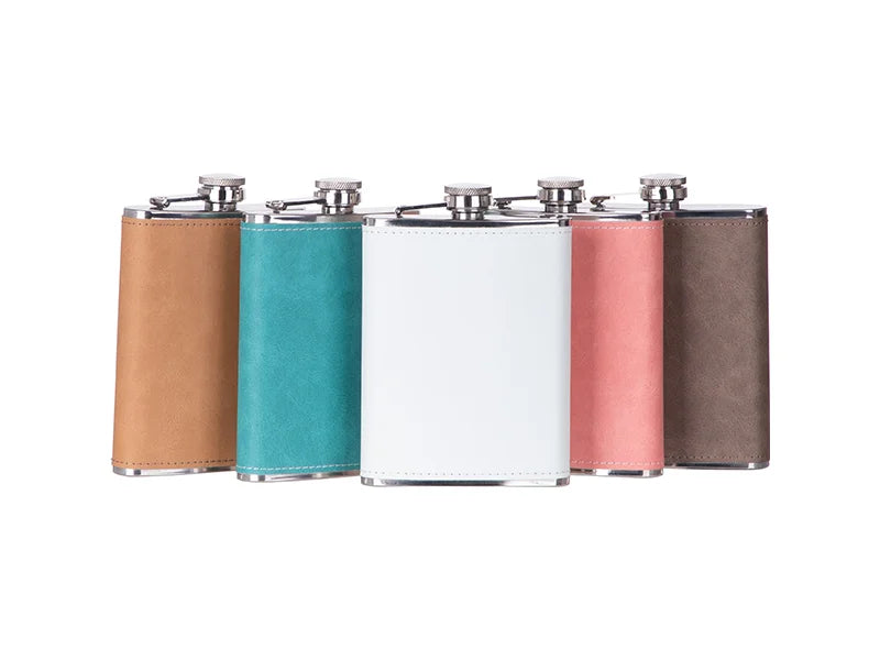 Sublimation 8oz/240ml Stainless Steel Flask with PU Cover (White)