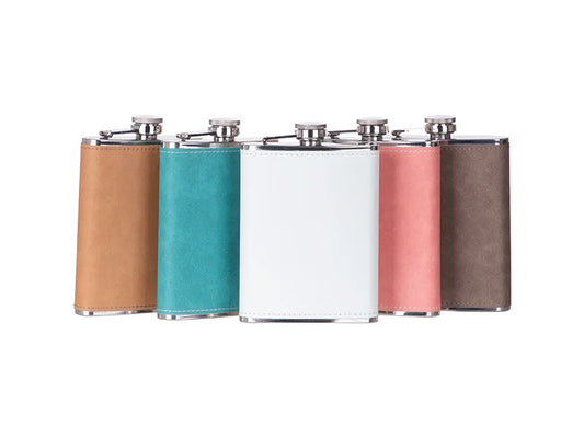 Sublimation 8oz/240ml Stainless Steel Flask with PU Cover (White)