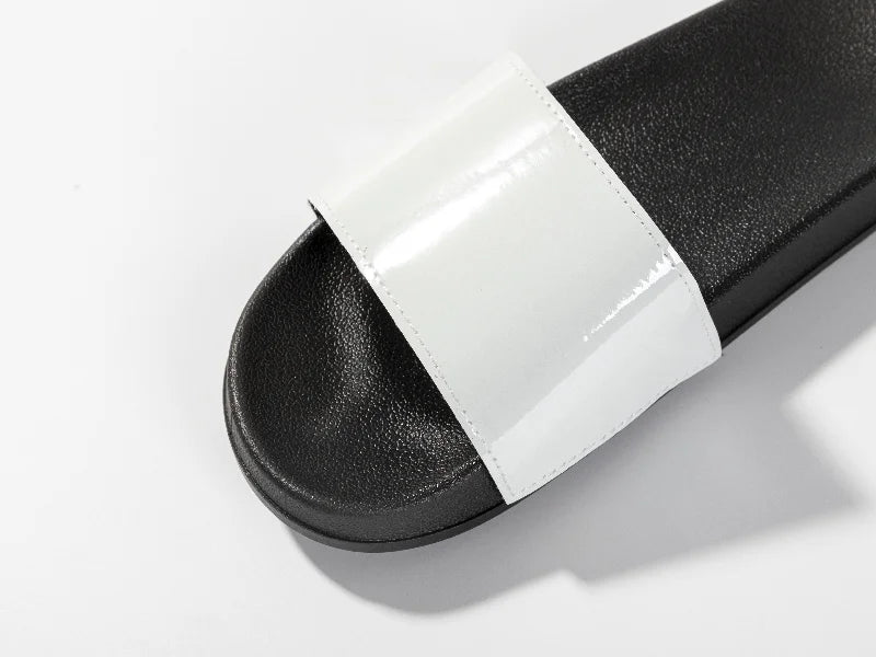 Adult Slippers w/ Sublimation PU Leather ( Black Sole)