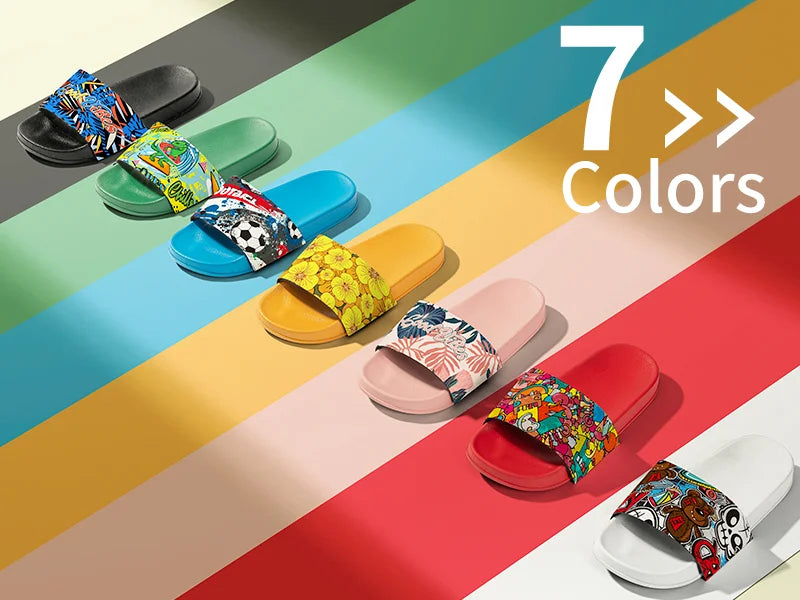 Adult Slippers w/ Sublimation PU Leather ( Black Sole)