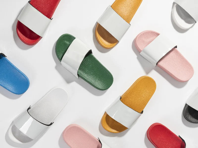 Adult Slippers w/ Sublimation PU Leather ( Black Sole)