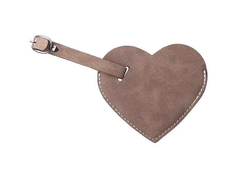 Sublimation Double Side PU Leather Luggage Tag (Gray, Heart Shape)