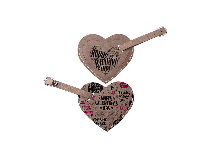 Sublimation Double Side PU Leather Luggage Tag (Gray, Heart Shape)