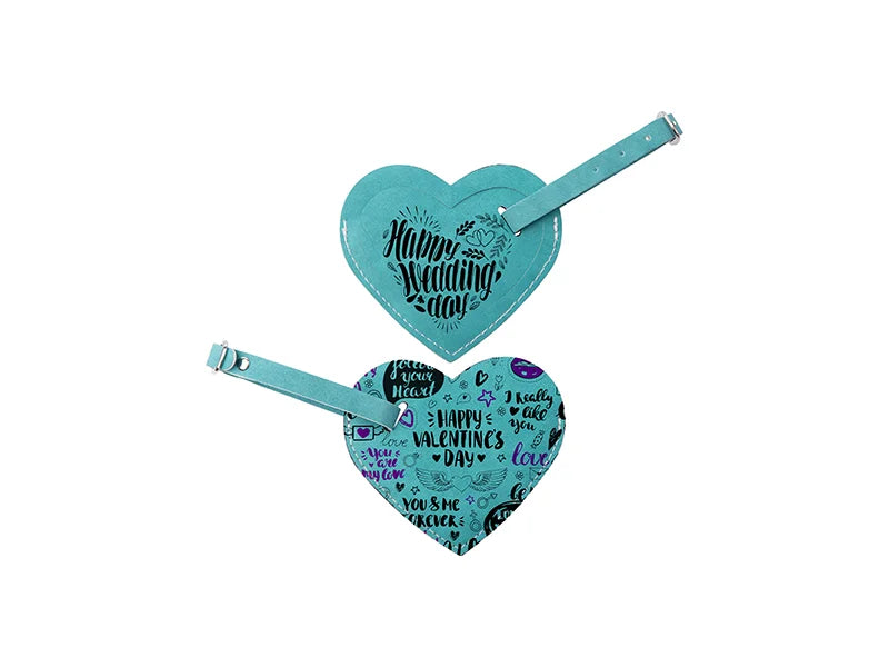 Sublimation Double Side PU Leather Luggage Tag (Green, Heart Shape)