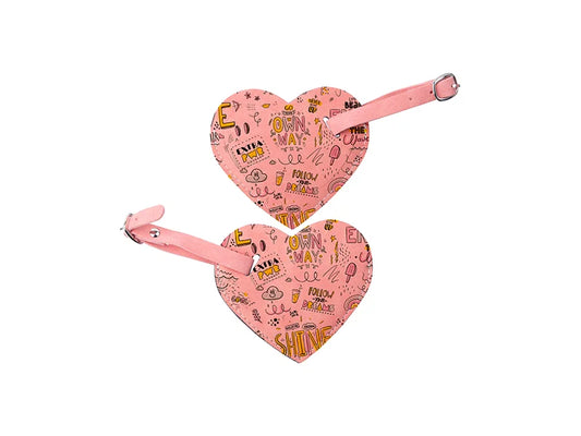 Sublimation Double Side PU Leather Luggage Tag (Pink, Heart Shape)