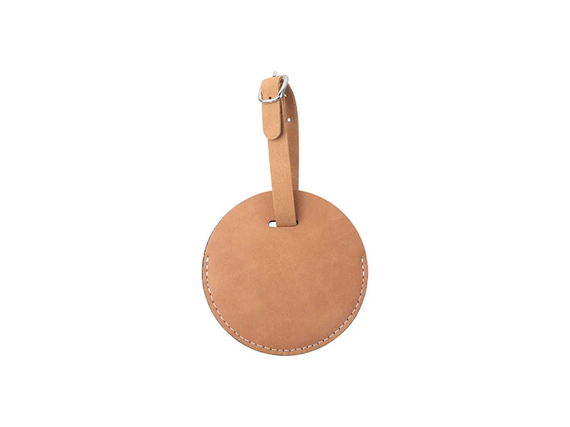 Sublimation Double Side PU Leather Luggage Tag (Brown, Round Shape)