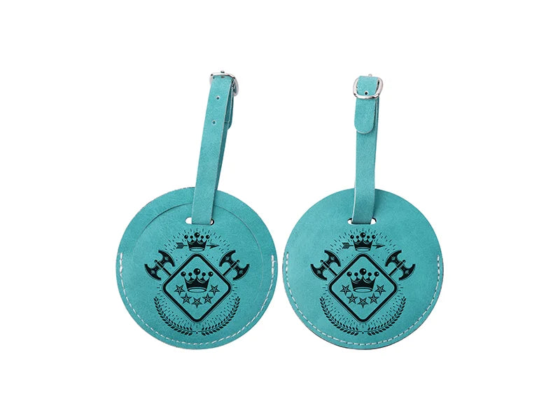 Sublimation Double Side PU Leather Luggage Tag (Green, Round Shape)
