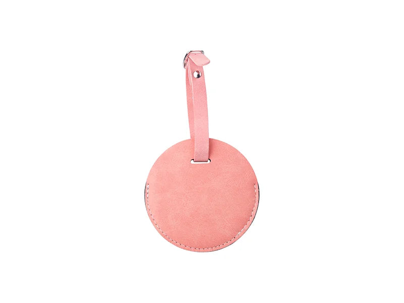 Sublimation Double Side PU Leather Luggage Tag (Pink, Round Shape)
