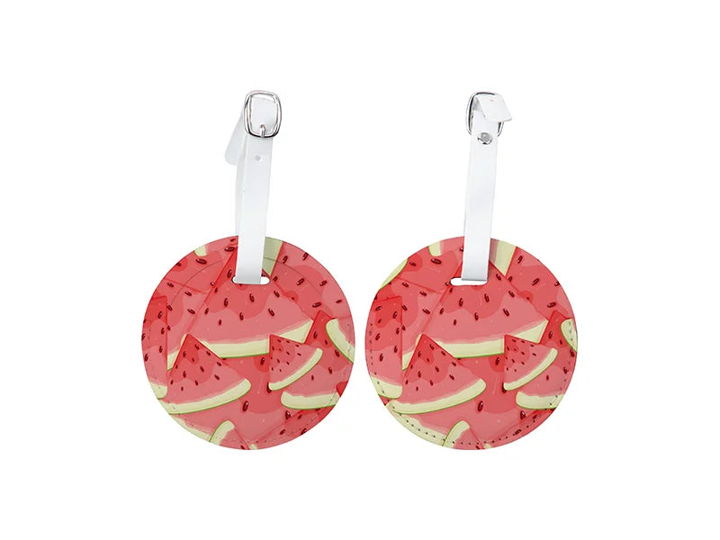 Sublimation Double Side PU Leather Luggage Tag (White, Round Shape)