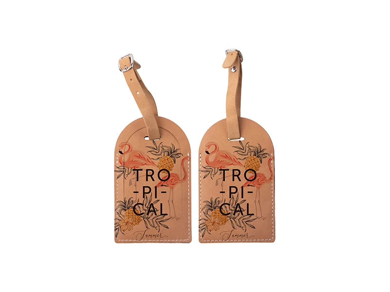 Sublimation Double Side PU Leather Luggage Tag (Brown, Arcuation Shape)