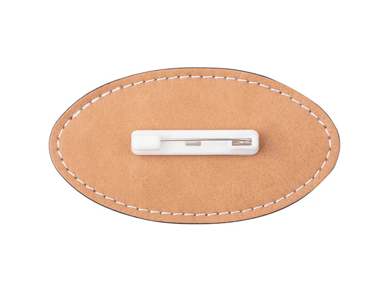 Sublimation PU Leather Badge Name Tag (Brown, Oval)