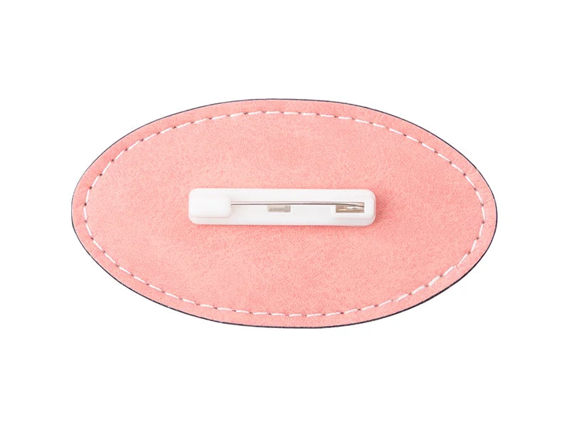 Sublimation PU Leather Badge Name Tag (Pink, Oval)