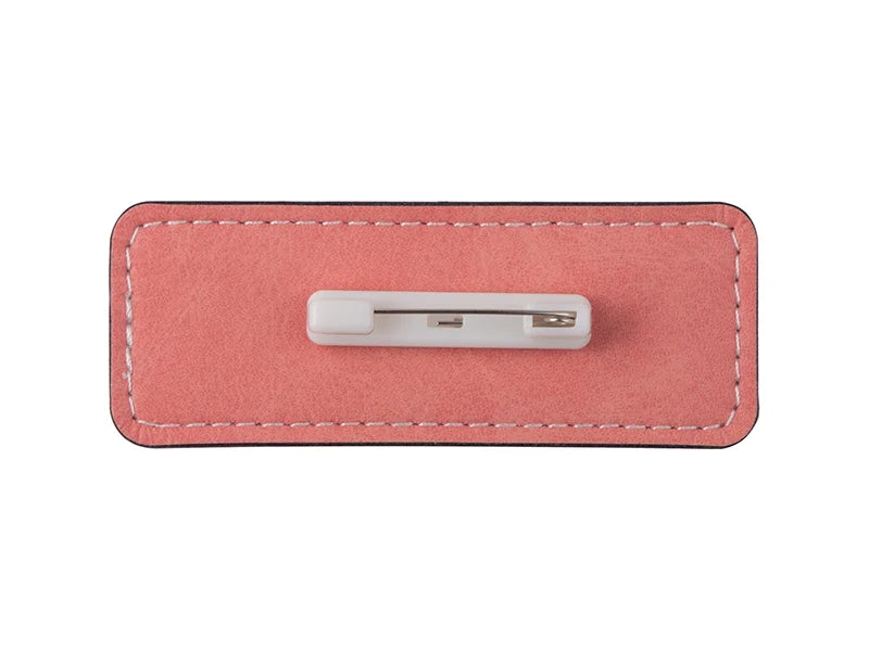 Sublimation PU Leather Badge Name Tag (Pink, Small Rectangle)