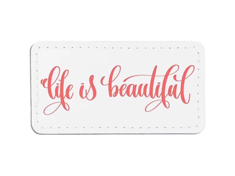 Sublimation PU Leather Badge Name Tag (White, Big Rectangle)