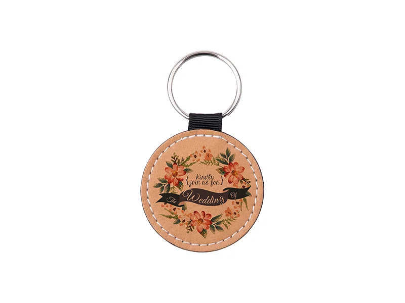 Sublimation PU Leather Key Chain (Brown, Round)