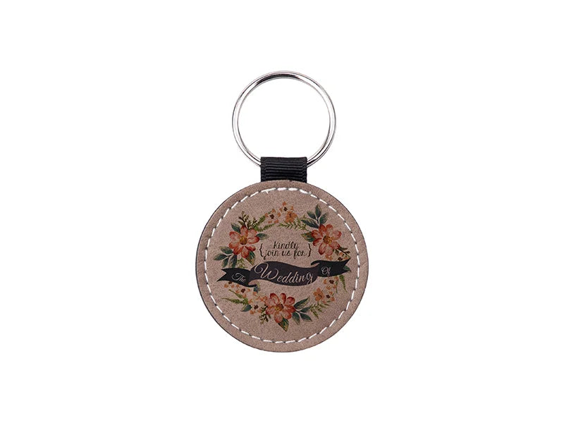 Sublimation PU Leather Key Chain (Gray, Round)