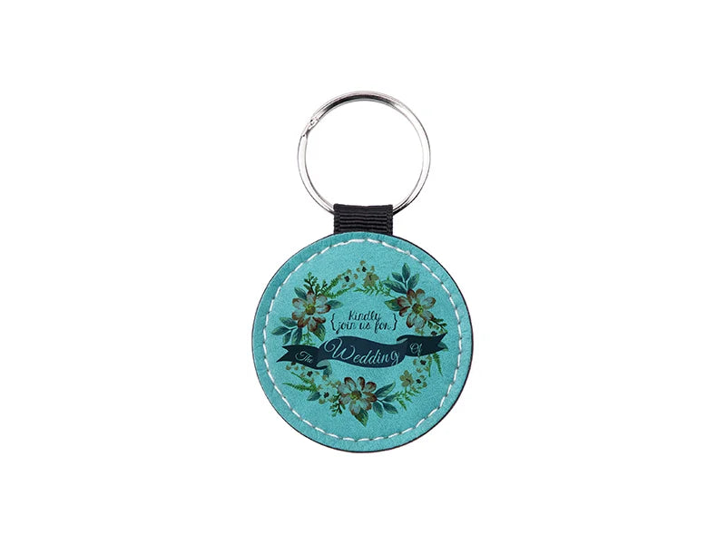 Sublimation PU Leather Key Chain (Green, Round)