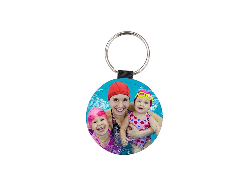 Sublimation Glitter PU Leather Key Chain (Round, Pink)