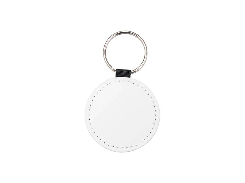 Sublimation Glitter PU Leather Key Chain (Round, Red)
