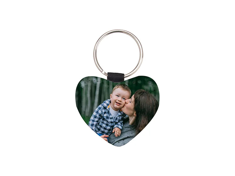 Sublimation Glitter PU Leather Key Chain (Heart, Black)